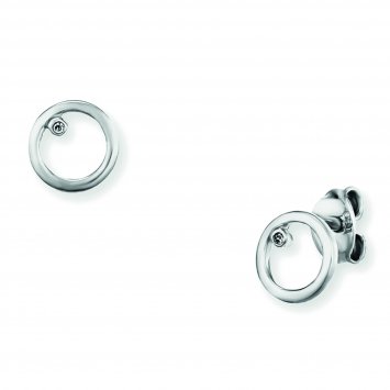 Ohrringe Silber 925 rhodiniert 7mm mit Zirkonia Kreis