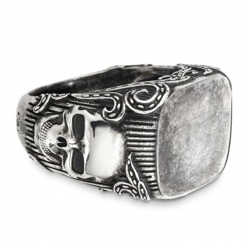 Ring 925/- Sterling Silber matt-oxidiert Totenkopf