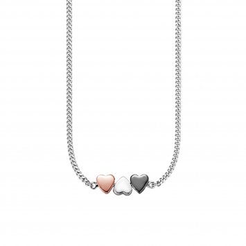 Collier 925/- Sterling Silber tricolor Herz