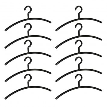 Kleiderbügel Mod. Mir Schwarz, 10er Set, Kunststoff-Bügel für die Kleiderstange