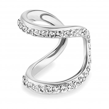 Ear Cuff 925 Silber rhodiniert Topas weiß