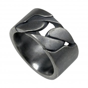 Ring 925/- Sterling Silber matt oxidiert schwarz