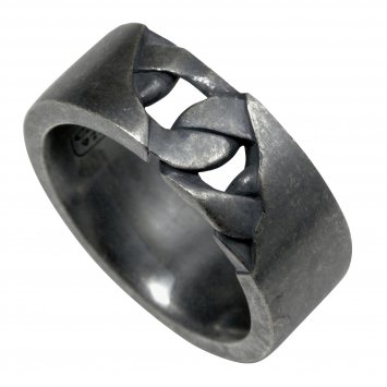 Ring 925/- Sterling Silber matt oxidiert schwarz