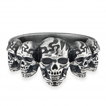 Ring 925/- Sterling Silber matt oxidiert Totenkopf