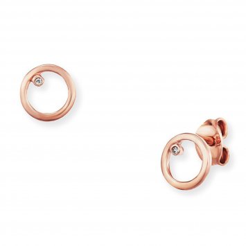 Ohrstecker Silber 925 rosé vergoldet 7mm mit Zirkonia Kreis