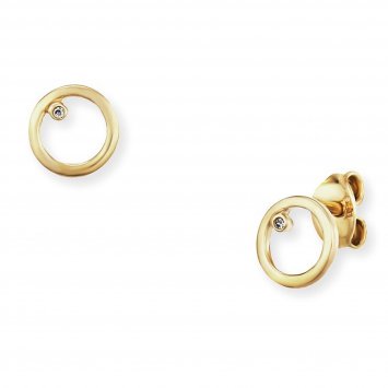 Ohrringe Silber 925 gelb vergoldet 7mm mit Zirkonia Kreis
