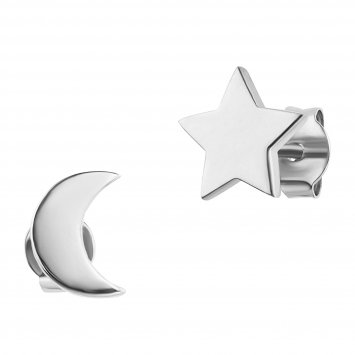 Ohrstecker 925 Sterling Silber rhodiniert Mond Stern