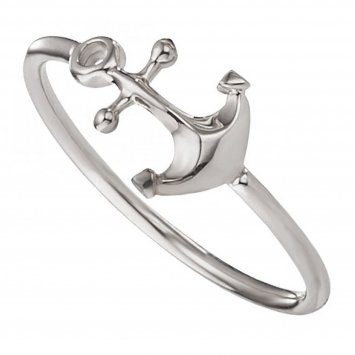 Ring 925/- Sterling Silber rhodiniert Anker