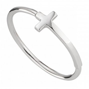 Ring 925/- Sterling Silber rhodiniert Kreuz