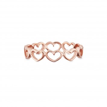 Ring 925/- Sterling Silber rotvergoldet Herzen