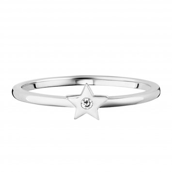 Ring 925 Sterling Silber rhodiniert Stern Zirkonia