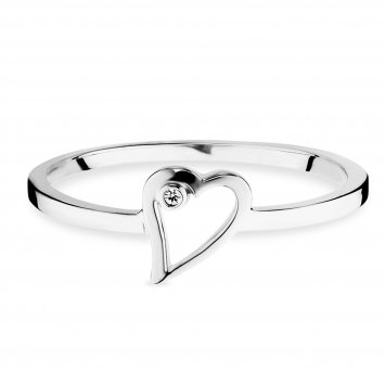 Ring 925/- Sterling Silber rhodiniert Zirkonia Herz