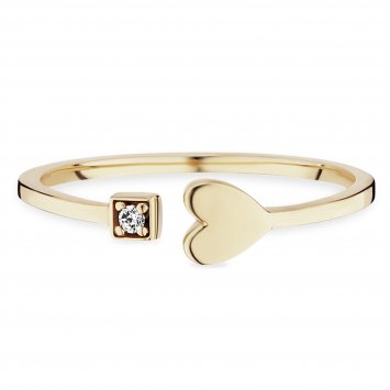 Ring Silber 925 vergoldet mit Herz-Motiv und weißem Zirkonia-Stein