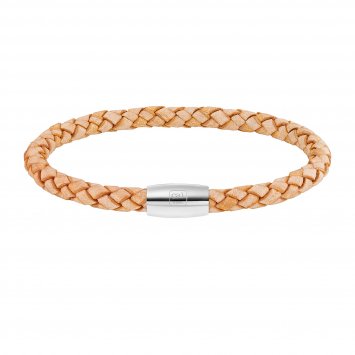 Armband Edelstahl Leder natur 20cm