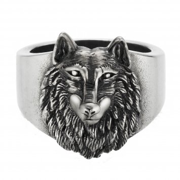 Ring 925/- Sterling Silber oxidiert Wolf Europa