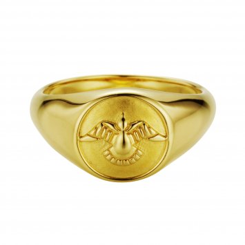 Ring 925/- Silber vergoldet Taube Siegelring