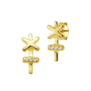 Ohrstecker 925/- Silber vergoldet Zirkonia Kreuz