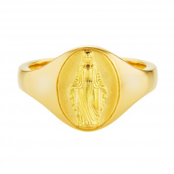 Ring 925 Silber vergoldet Madonna Siegelring