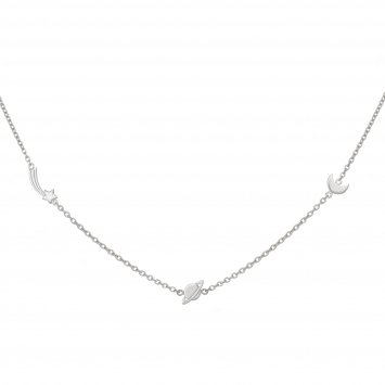 Collier 925 Sterling Silber rhodiniert Sternschnuppe - Saturn - Mond