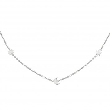 Collier 925 Sterling Silber rhodiniert Sonne - Mond - Stern