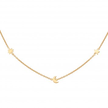 Collier 925 Sterling Silber gelb vergoldet Sonne - Mond - Stern