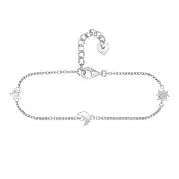 Armband 925 Sterling Silber rhodiniert Sonne - Mond - Stern