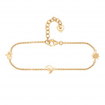 Armband 925 Sterling Silber gelb vergoldet Sonne - Mond - Stern