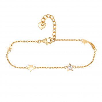 Armband 925 Sterling Silber gelb vergoldet Sterne Sternschnuppe Zirkonia