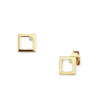 Ohrstecker 925 Sterling Silber gelb vergoldet Rechteck Zirkonia