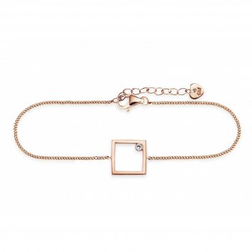 Armband 925 Sterling Silber rosé vergoldet Rechteck Zirkonia