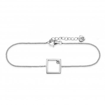 Armband 925 Sterling Silber rhodiniert Rechteck Zirkonia