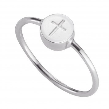 Ring 925/- Sterling Silber rhodiniert Kreuz
