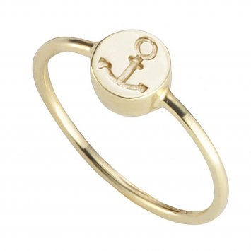 Ring 925/- Sterling Silber vergoldet Anker