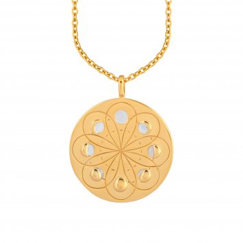 Anhänger mit Kette 925/- Sterling Silber bicolor Mondzyklus Luna