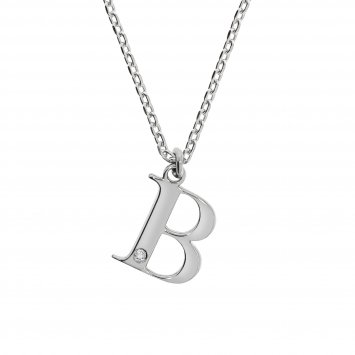 Halskette Silber 925 mit 1x Diamant 0,008ct. Buchstabe B