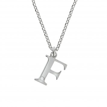 Halskette Silber 925 mit 1x Diamant 0,008ct. Buchstabe F