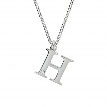 Halskette Silber 925 mit 1x Diamant 0,008ct. Buchstabe H