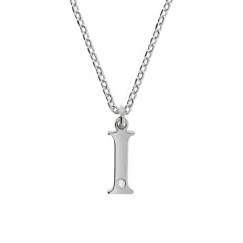 Halskette Silber 925 mit 1x Diamant 0,008ct. Buchstabe I