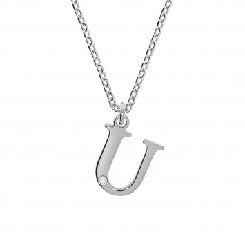Halskette Silber 925 mit 1x Diamant 0,008ct. Buchstabe U