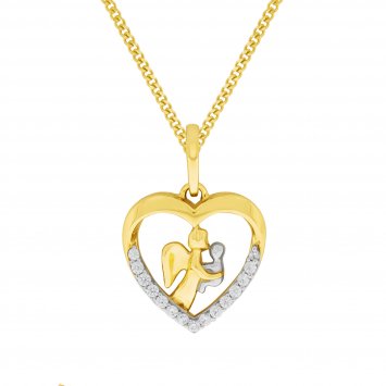 Halskette Gold 333 mit Zirkonia weiß und Engel-Motiv