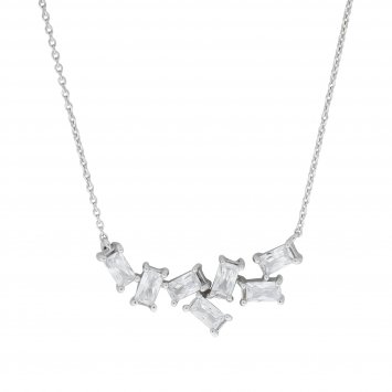 Collier 925 Silber rhodiniert Zirkonia