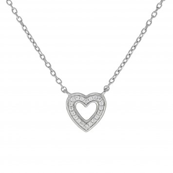 Halskette Silber 925 rhodiniert 42+5cm lang mit Herz-Motiv