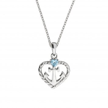 Halskette Silber 925 rhodiniert Herz Zirkonia blau