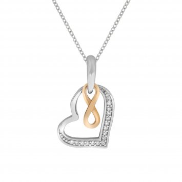 Halskette Silber 925 rhodiniert mit Herz- und Unendlichkeits-Motiv