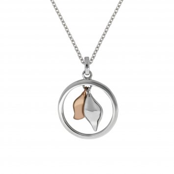 Halskette 925 Sterling Silber rhodiniert 2-farbig Tropfen