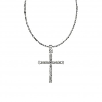 Halskette Silber 925 poliert mit Kreuz-Anhänger 55cm lang Königskette 2,2mm breit