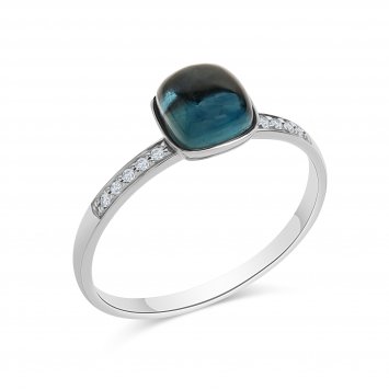 Ring 585 Gold Blautopas Diamant 0,054ct.
