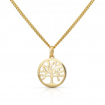 Halskette Gold 375 mit Lebensbaum-Motiv 42/45cm lang