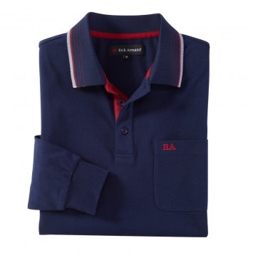 Piqué Langarmshirt, marine