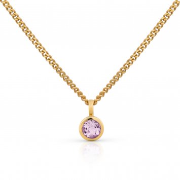 Halskette Gold 585 mit pinkem Amethyst 5mm
